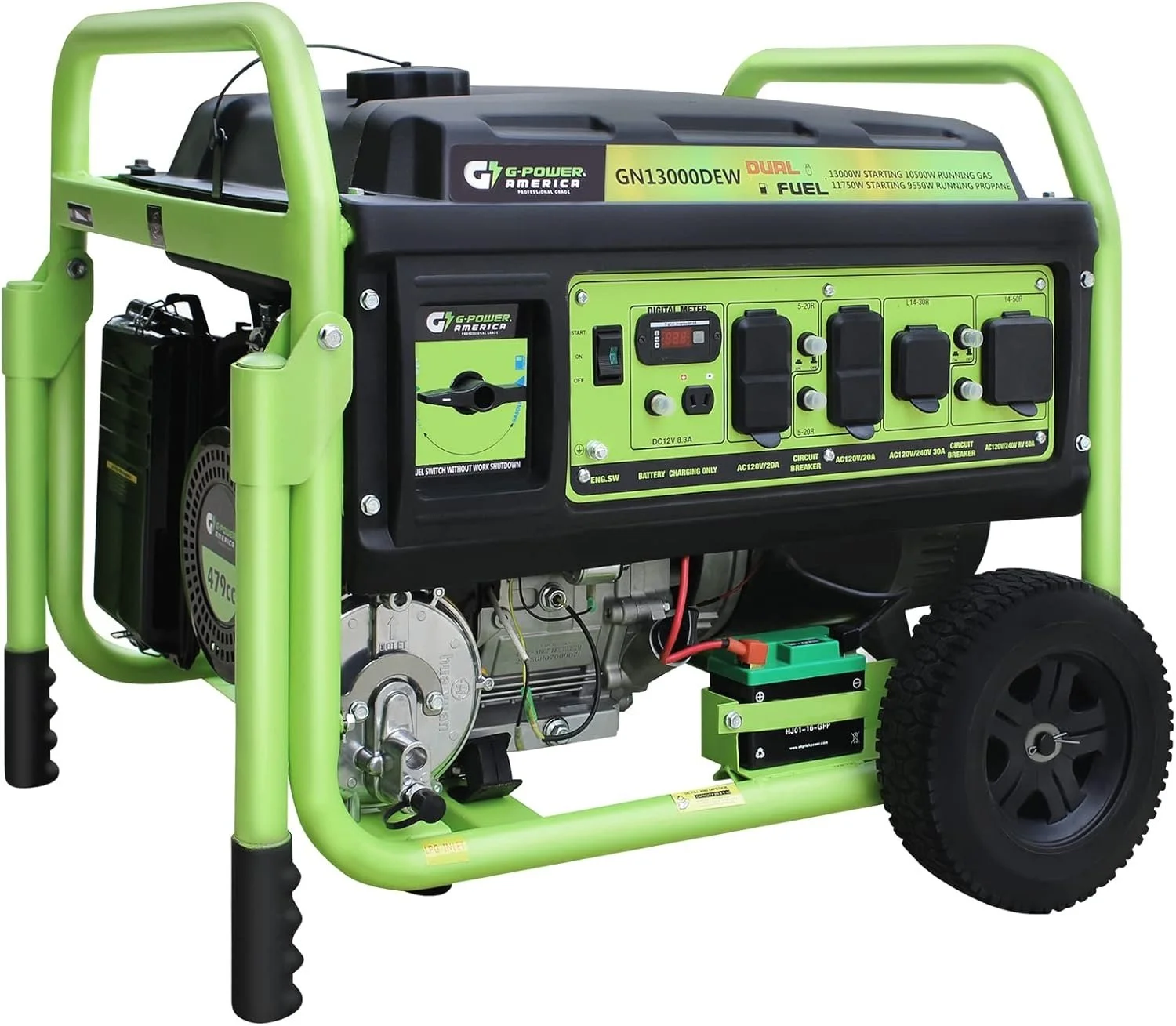 13,000W Dual Fuel Portable Generator, Powered by Gas or Propane, Electric Start, Home Backup & RV Readys. - Image 4
