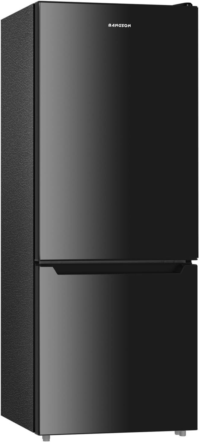 BANGSON Apartment 7.1 Cu.Ft Refrigerator with Bottom Freezer Black | Office Fridge with Bottom Freezer, Large Capacity, Energy Saving, Adjustable Thermostat, Low Noise