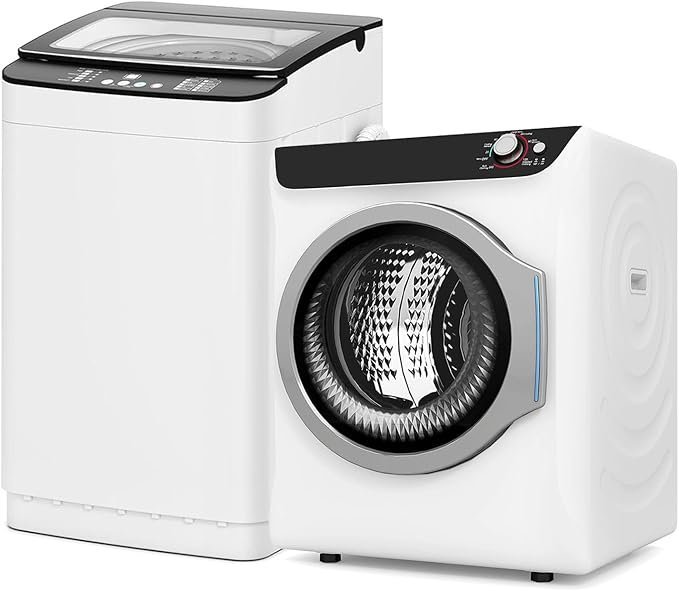 Auertech Portable Washer and Dryer Combo Set, 28 lbs Fully Automatic Washing Machine with Stainless Steel Inner Tub, 2.6 Cu.Ft Portable Dryers, Compact Washer and Dryer for Apartment, RV, Dorm