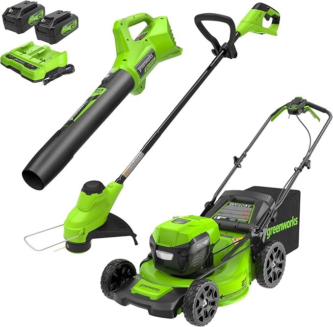Greenworks 48V 21" Self-Propelled Mower, Trimmer & Blower Combo Kit
