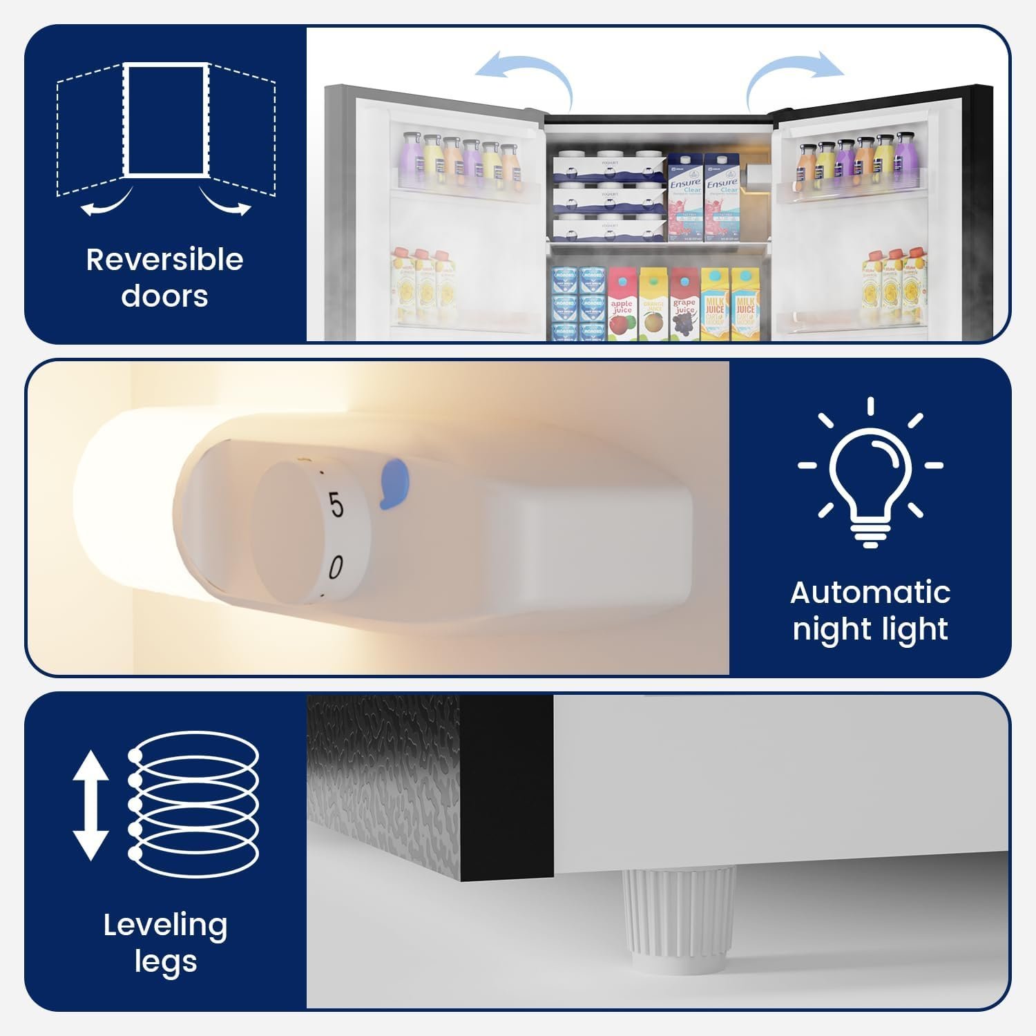 BANGSON Apartment 7.1 Cu.Ft Refrigerator with Bottom Freezer Black | Office Fridge with Bottom Freezer, Large Capacity, Energy Saving, Adjustable Thermostat, Low Noise - Image 4