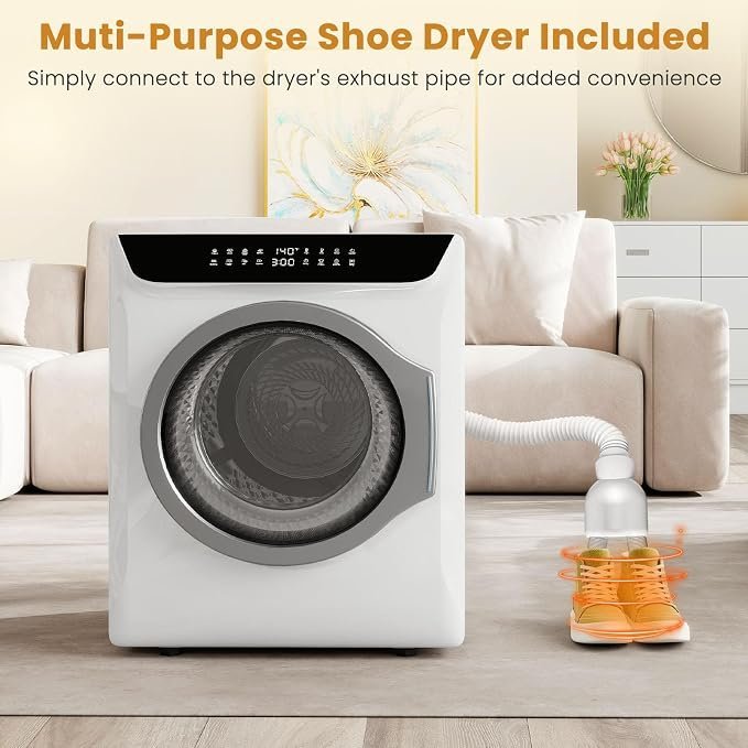 Auertech 3.6 CU. FT Clothes Dryer, Large Capacity Laundry Dryer with 12 Drying Modes & Stainless Steel Tub, Dryer Machine, Electric Dryer with LED Control for Busy Family Home, White - Image 2
