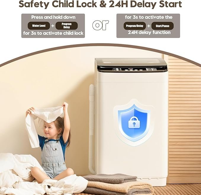 Auertech Portable Washer and Dryer Combo Set, 28 lbs Fully Automatic Washing Machine with Stainless Steel Inner Tub, 2.6 Cu.Ft Portable Dryers, Compact Washer and Dryer for Apartment, RV, Dorm - Image 3
