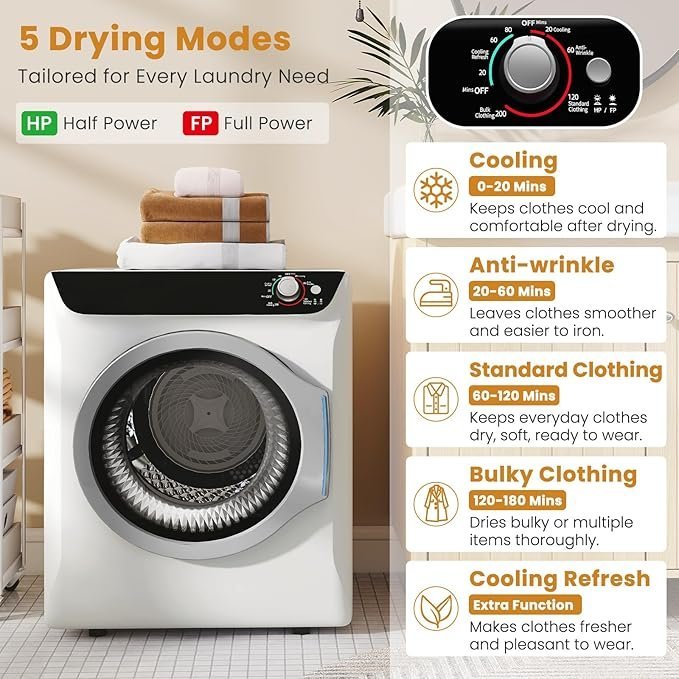 Auertech Portable Washer and Dryer Combo Set, 28 lbs Fully Automatic Washing Machine with Stainless Steel Inner Tub, 2.6 Cu.Ft Portable Dryers, Compact Washer and Dryer for Apartment, RV, Dorm - Image 2