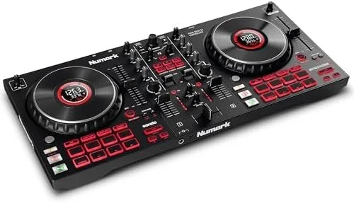 Numark Mixtrack Platinum FX Serato DJ Controllers with Jog Wheel Displays, 4 Decks, Mixers, Effects Paddles and (Audio Interface)