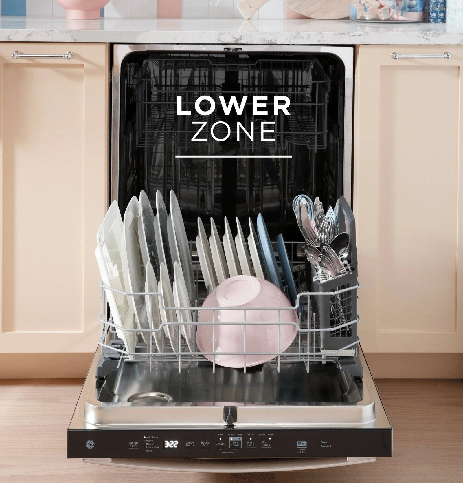 GE 24 in. Top Control Flush-Mount Dishwashers with 45 dBa Sound Level, 3rd-Rack & Dry Boost – Fingerprint Resistant Stainlesss - Image 2