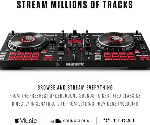 Numark Mixtrack Platinum FX Serato DJ Controllers with Jog Wheel Displays, 4 Decks, Mixers, Effects Paddles and (Audio Interface) - Image 2