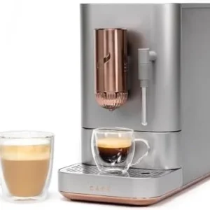Café Affetto Automatic Espresso Machine + Milk Frother | Built-In & Adjustable Espresso Bean Grinders | One-Touch Brew in 90 Seconds | Steel Silver, 1.2 Liter, (C7CEBBS2RS3)
