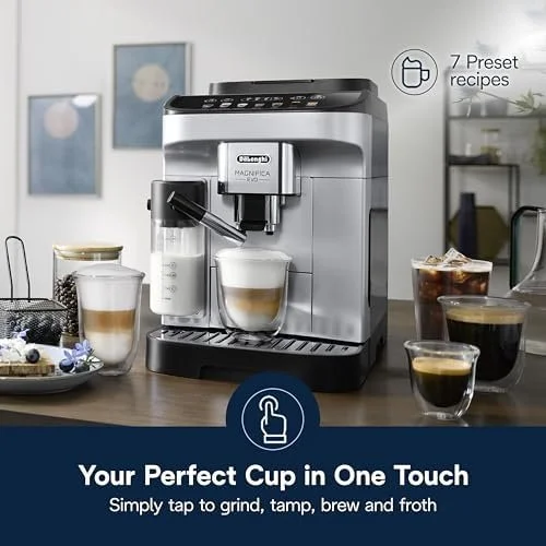De’Longhi Magnifica Evo Automatic Espresso & Coffee Machine with Auto Milk Frother, Built-in Grinder & Auto-Clean Function – For Latte, Cappuccinos, Americano, Iced Coffee, ECAM29084SB , Silver - Image 2